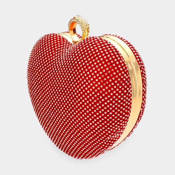 Red Rhinestone Heart Shaped Evening Bag - Picture 2 of 4